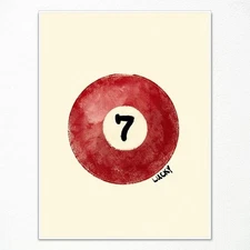 Billiard Ball Number 7 Poster Vintage Pool Hall Wall Art Perfect Gift for Player