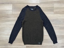 Superdry Men's Lambswool Blend Sweater MEDIUM SLIM Fit Brown Gray Outdoor