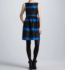 Marc Jacobs Lida Ombre Striped Dress Blue Aster Size 10 Silk Cotton NWT