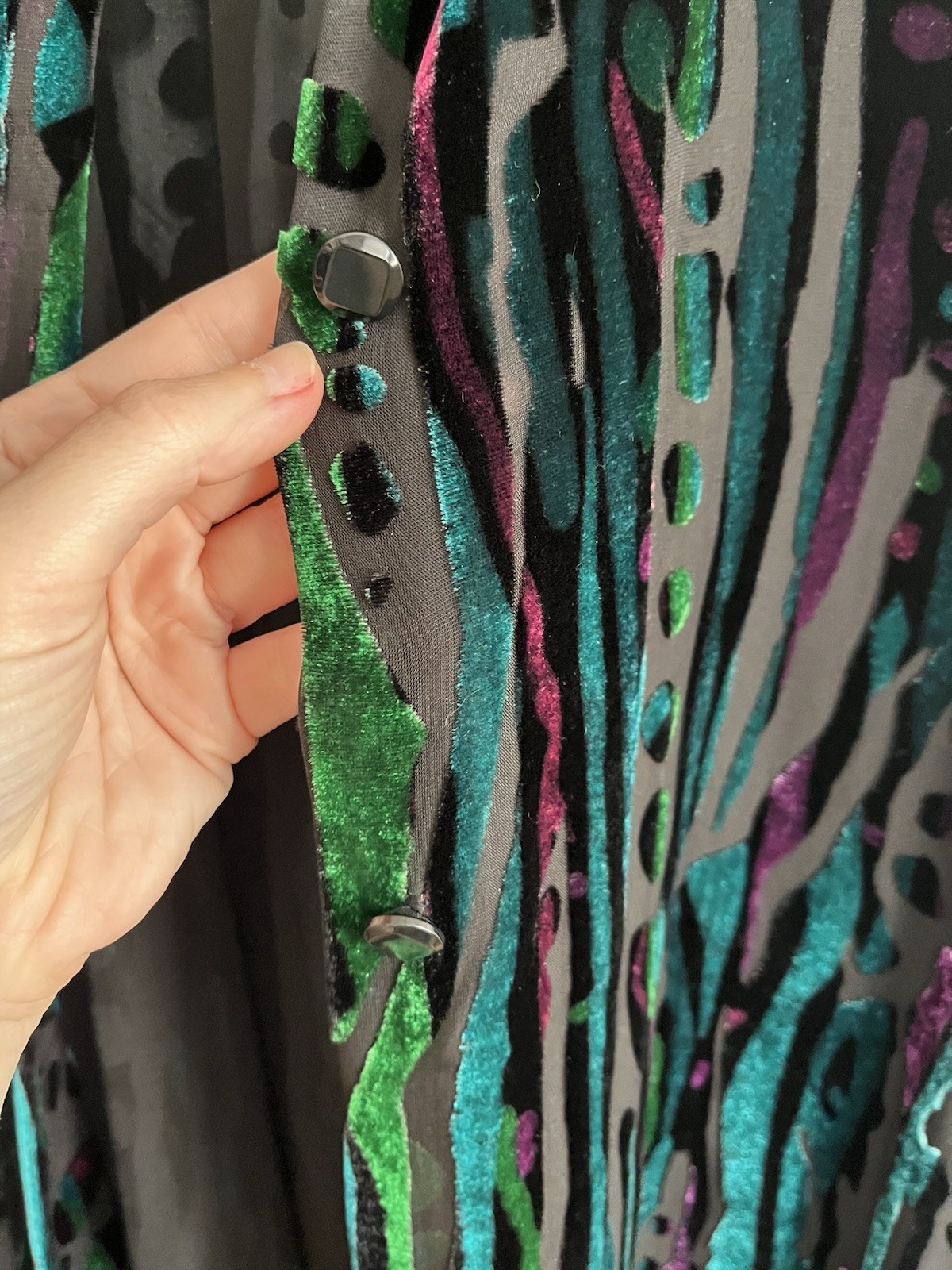 Bob Mackie Wearable Art Mesh and Velvet  Button D… - image 2