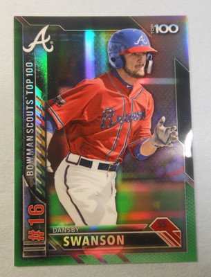 2016 Bowman Scouts' Top 100 Green Refractor 21/99 Dansby Swanson #BTP-16