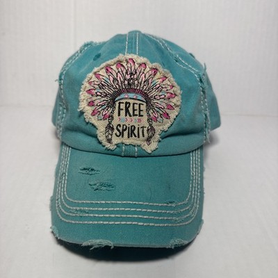 Free Spirit Hat Kbethos Vintage Unisex Green Baseball Strapback Distressed Cap