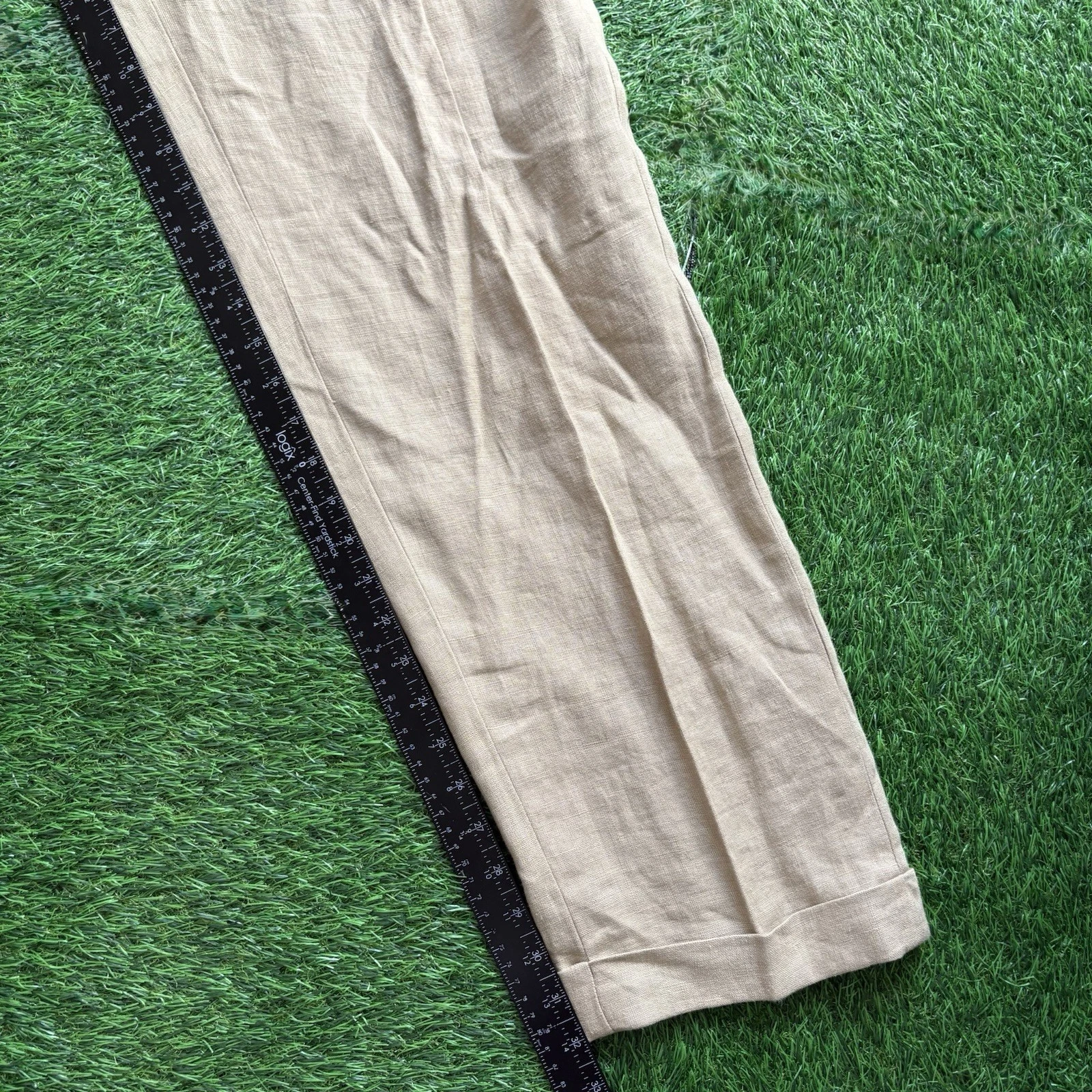 VTG 90s Polo Ralph Lauren 100% Linen Dress Pants Pleated Cuffed Mens 33x32 Beige image 12