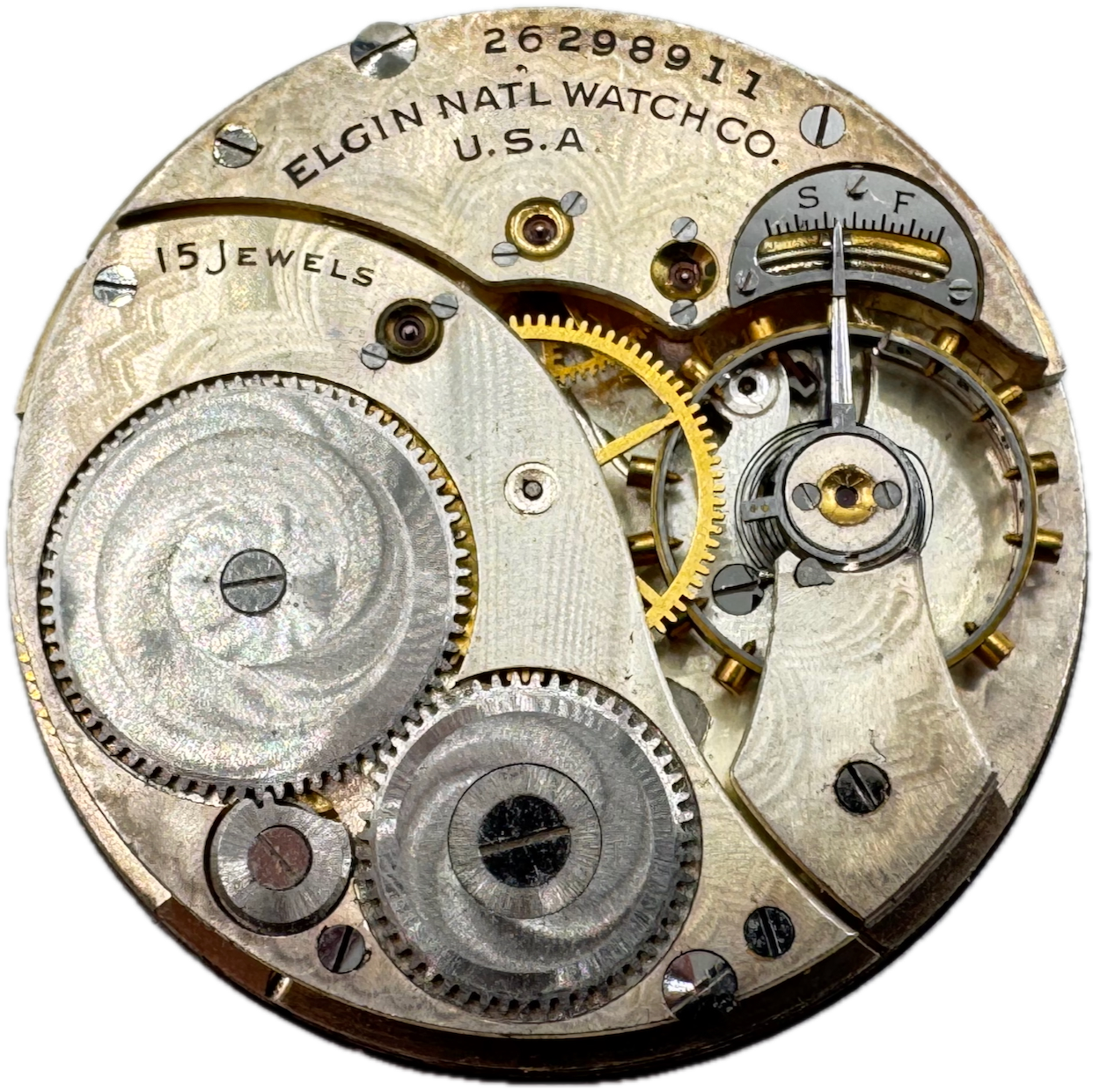 Antique 12s 1924 Elgin 15 Jewel Mechanical Pocket Watch Movement 315 USA