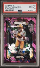 2023 Prizm Dontayvion Wicks Purple Ice /225 Rookie PSA 10 Gem Mint RC