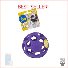 JW Pet Hol-ee Roller Dog Toy Puzzle Ball, Natural Rubber, Medium (4.5 Inch Diame