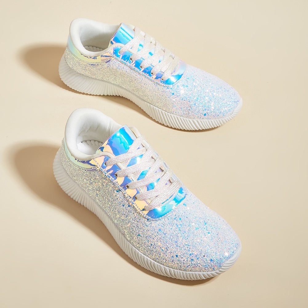 LUCKY STEP Women's Glitter Shoes Sparkly Lightweight Metalli