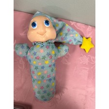 Vintage 1988 Playskool Glo Worm 866 Blue Star Pattern Light Up Plush Toy 11"