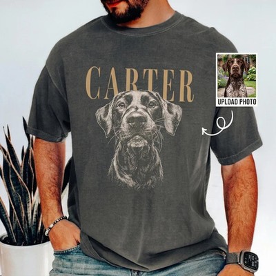 Custom Pet Photo Comfort Tee Personalized Dog Cat Memorial Gift