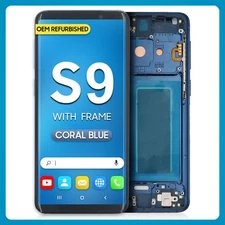 LCD Display With Touch + Frame Coral Blue Compatible For Samsung S9