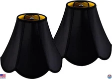 GO&SO Set of 2 Black Bell Lamp Shades - Elegant Scalloped, 6" Top x 13" Bottom