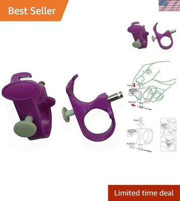Durable 3-in-1 Needle Puller, Cutter & Thimble - Ergonomic Sewing Tool in Purple