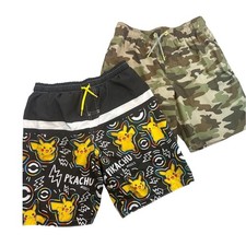 Wonder Nation Pokemon Pikachu Camo Swim Trunk Set Quick Dry Mesh Lining