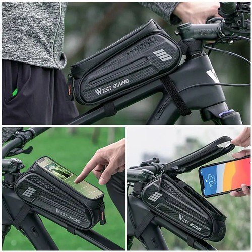 WEST BIKING Waterproof Bicycle Phone Bag 7 Inch Touch Screen Front Frame MTB Roa - Picture 5 of 6