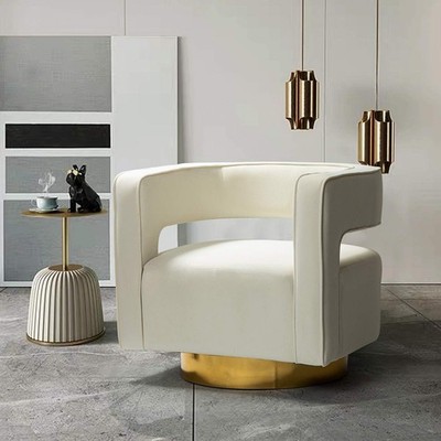 Swivel Accent  Chair, Modern Veet Armchair with 3D