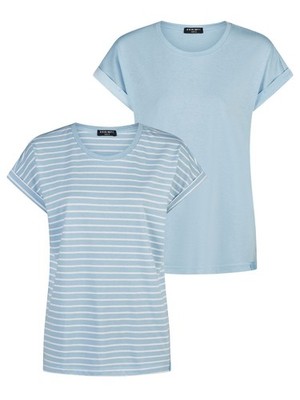 DENIMFY Tshirt Damen Baumwolle Regular Fit DFSophie 2er Pack Set Kurzarm Top