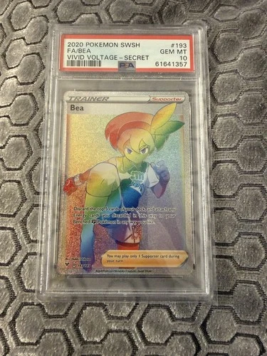 Pokemon Bea 193/185 Secret Rare Full Art Holo Vivid Voltage Card - PSA 10