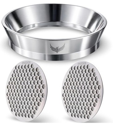 KNODOS Stainless Steel 58mm Dosing Funnel And Espresso Puck Screen Set