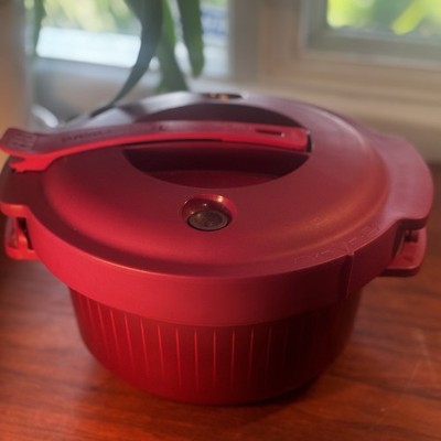 Tupperware Microwave Pressure Cooker 3L / 2 QT Cranberry Red 7643A-2 7644-1 EUC
