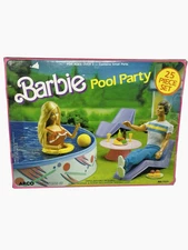 1988 Barbie Pool Party Playset Near Complete Box #7321 Arco Mattel 80s