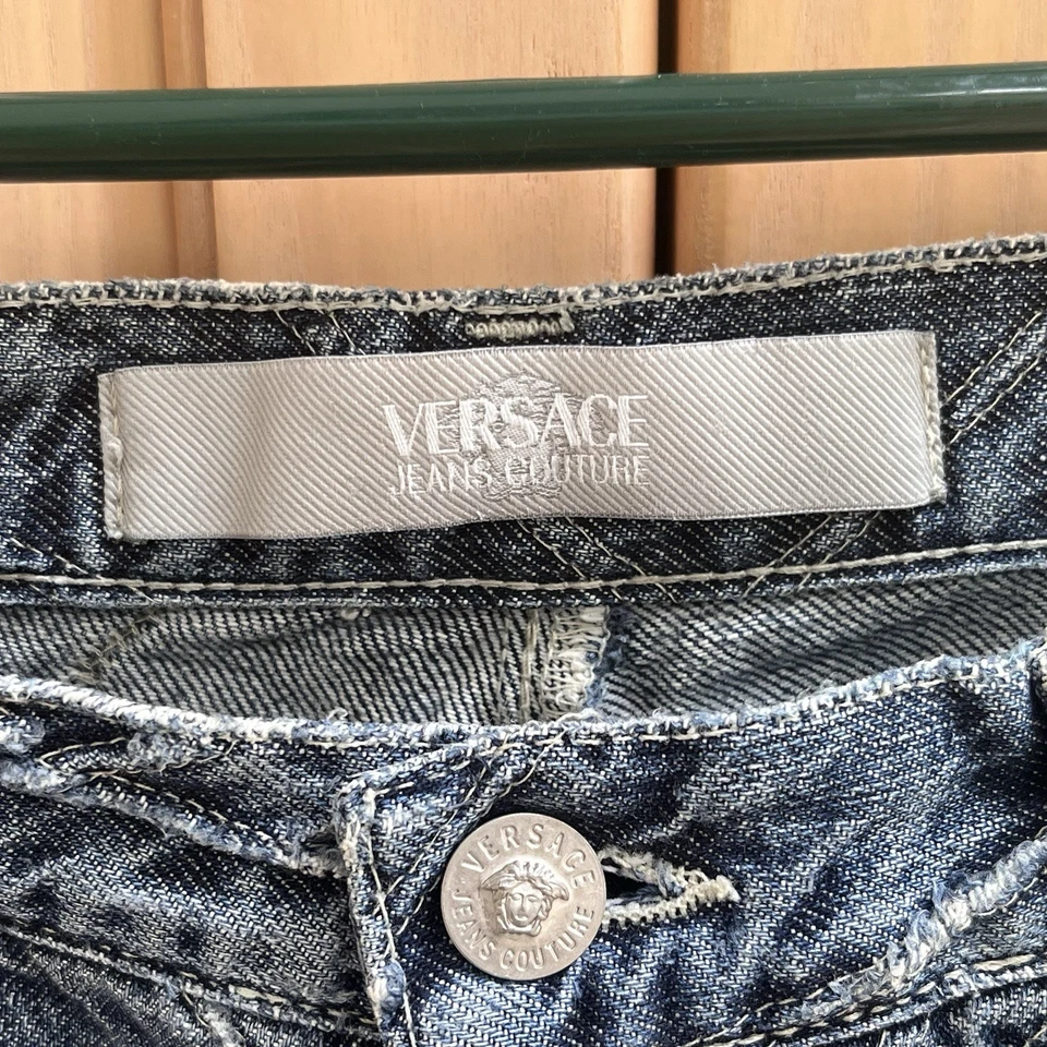 Pantalones de mezclilla Versace Couture DARK INDIGO para hombre 32x28 cintura pierna recta vintage Y2K en muy buen estado+ Foto 4 de 4