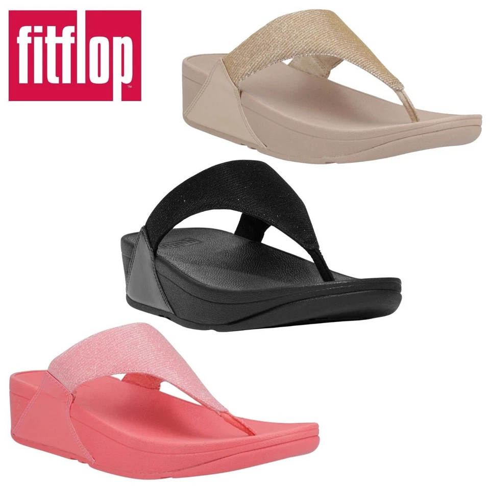 Womens Toe Post Sandals FitFlop Lulu Shimmerlux Slip On Holiday Summer Shoes - Image 1 of 1