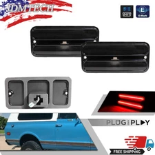 For 1968-1972 Chevy GMC Truck Black Lens Red LED Rear Bumper Sidemarker Lamps 2X