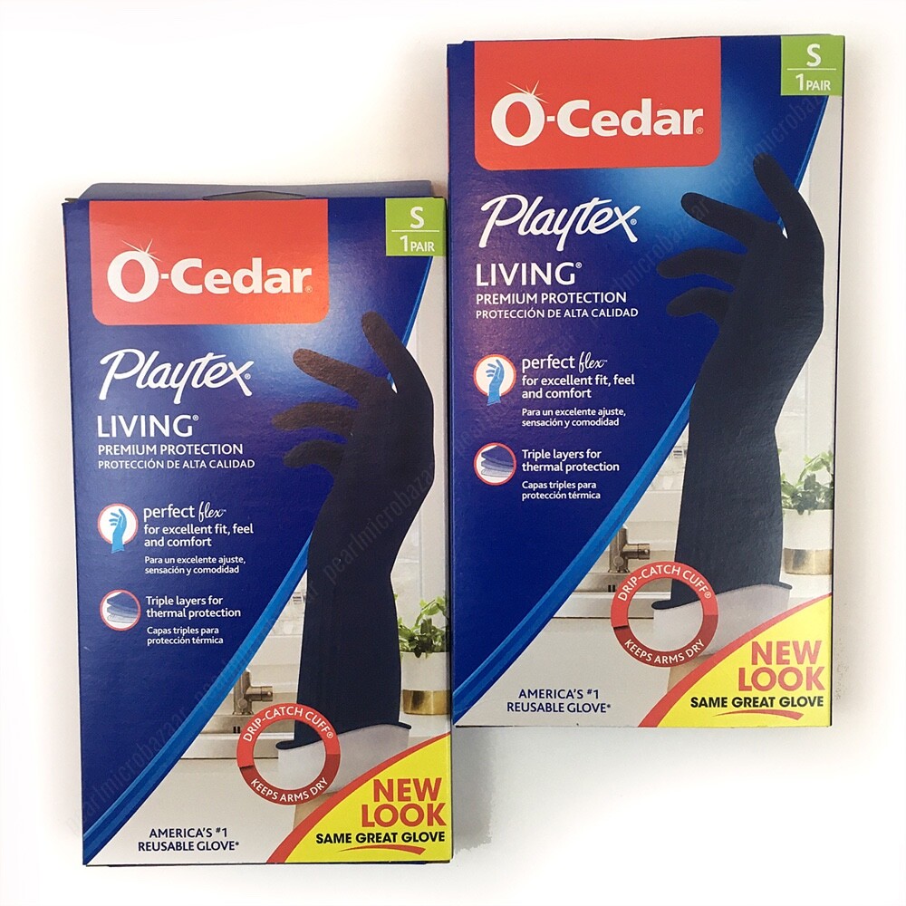 SMALL O-Cedar Playtex Living Drip-Catch Cuff Gloves 2 Pairs NEW - BLUE
