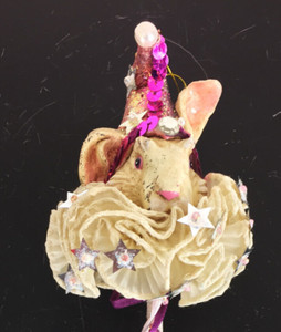 Vintage Carousel Ornament -Rabbit with Star Spangled Hat, Ruffle Collar 8 inches