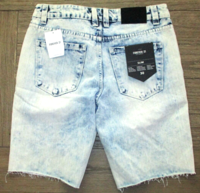 MENS FOREVER 21 DISTRESSED SLIM FIT DENIM SHORTS SIZE 30
