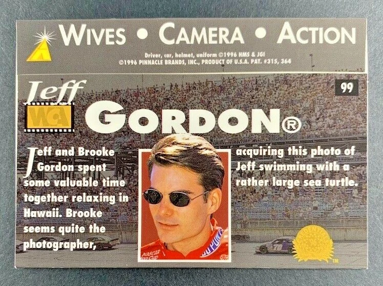 1996 Pinnacle Action Packed - Jeff Gordon #99 DUPONT - Wives Camera Action - Image 2 of 2