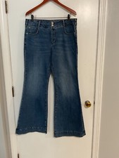 NWT Anthropologie Pilcro Jeans Womens 32 Blue Med Wash Denim Wide Leg Flare