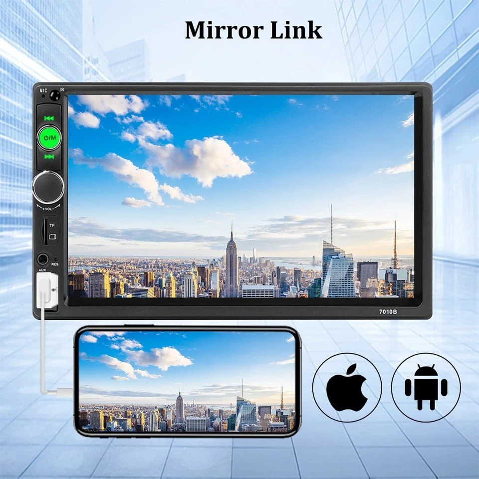 Doppel 2DIN 7" Autoradio Bluetooth Stereo Touchscreen USB TF AUX-in Spiegel Link - Bild 3 von 4