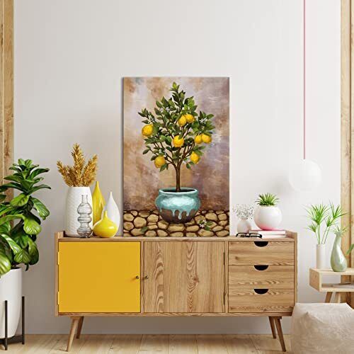 Lemon Wall Art Canvas Lemon Tree Pictures Citrus Fruit Artwork Vertical - Picture 4 of 7