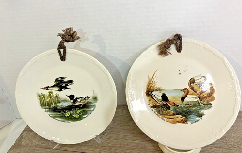 Royal Crownford Ironstone Audubon Plates Duck Red Breasted Merganser Canvasback