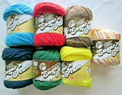 LILY SUGAR 'N CREAM Lily Sugar'n Cream 100% Cotton Yarn Plain /Ombre/Sport/Stripes~ YOU CHOOSE COLOR