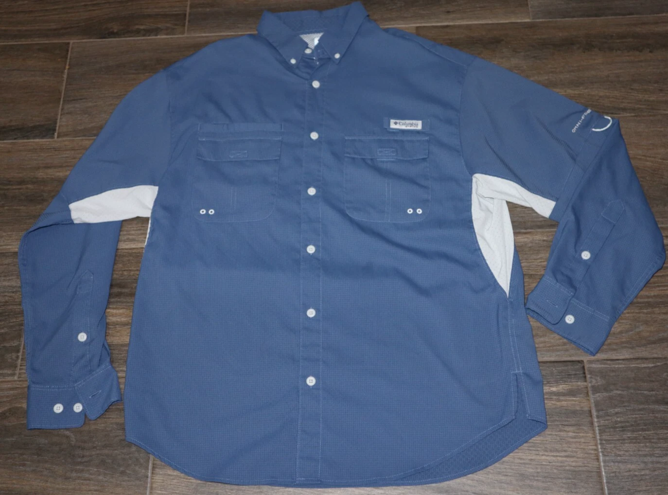 Columbia PFG Shirt Mens Large Long Sleeve Fishing Hiking Vented Omni Free Size M