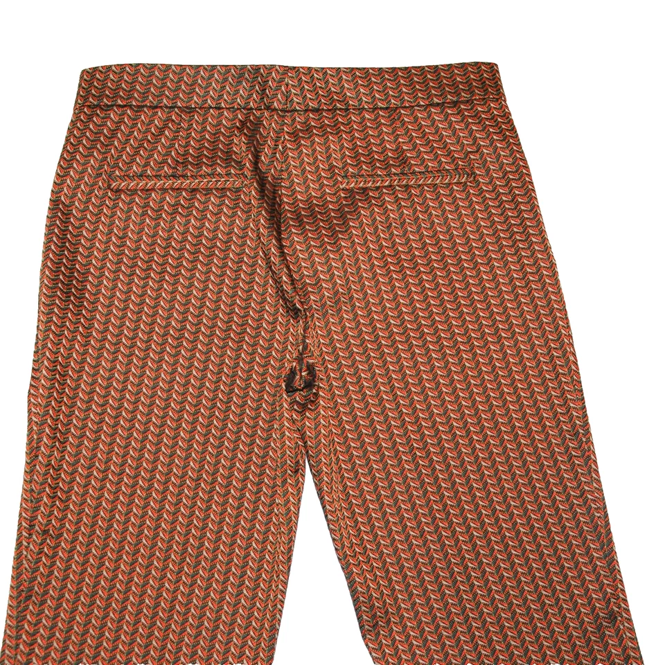 Calça ETRO Feminina 38 Laranja Chevron Jacquard Cropped/Tornozelo Feita na Itália - Imagem 4 de 4