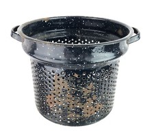Granite Ware Black Speckled Enamel Steamer Basket Blancher Pot Insert 7.5 x 9.5"
