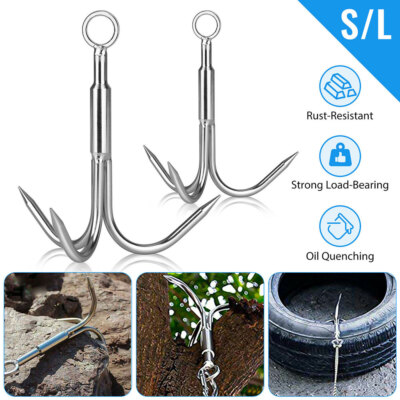 Grappling Hook Grapnel Hook 3-Claw Stainless Steel Tree Climbing S/L Size USA^
