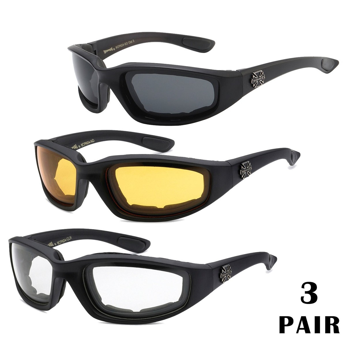 1/3 Pair Motorcycle Sports Biker Riding Glasses Padded Wind