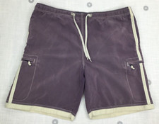 John Ashford Gray Lined Cargo Slash Pockets String Waist Swim Trunks Mens Sz M