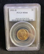 1951 D PCGS MS66 Jefferson Nickel Coin