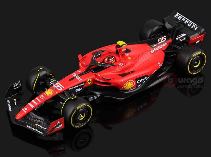 BBURAGO 1:24 Signature 2023 SF23 FERRARI F1 #55 Carlos Sainz Model CAR w/ Helmet - Image 4 of 4
