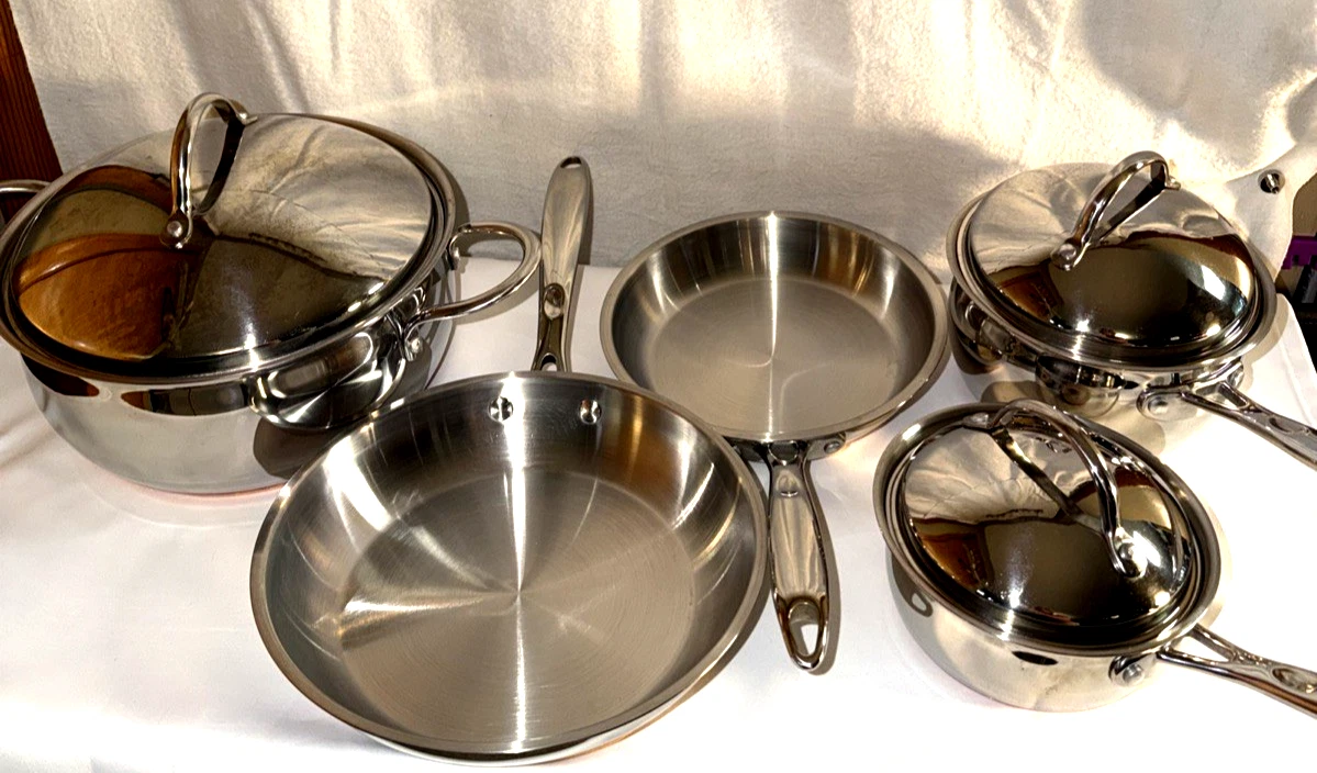 8 Pcs Cooks Stainless Steel Copper Bottom Cookware Jc Penny Collection Quality