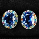 Colorfull Earrings With Vivid Blue Sapphire 8.15Ct 925 Sterling Silver Handmade