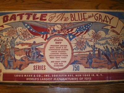 Battle of Blue & Gray Play Set & Giant Upgrade. Marx Plus Box, Bags ...