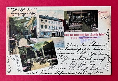 Postcard Chemnitz 1905 greeting from the Concert House Saxonia Hallen (172764