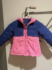 OshKosh B'gosh Pink and Blue Puffer Jacket with Removable Grey Fleece Jacket
