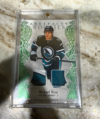 2025-26 Upper Deck Artifacts Rookies Emerald Material Michael Misa Sharks #87/99